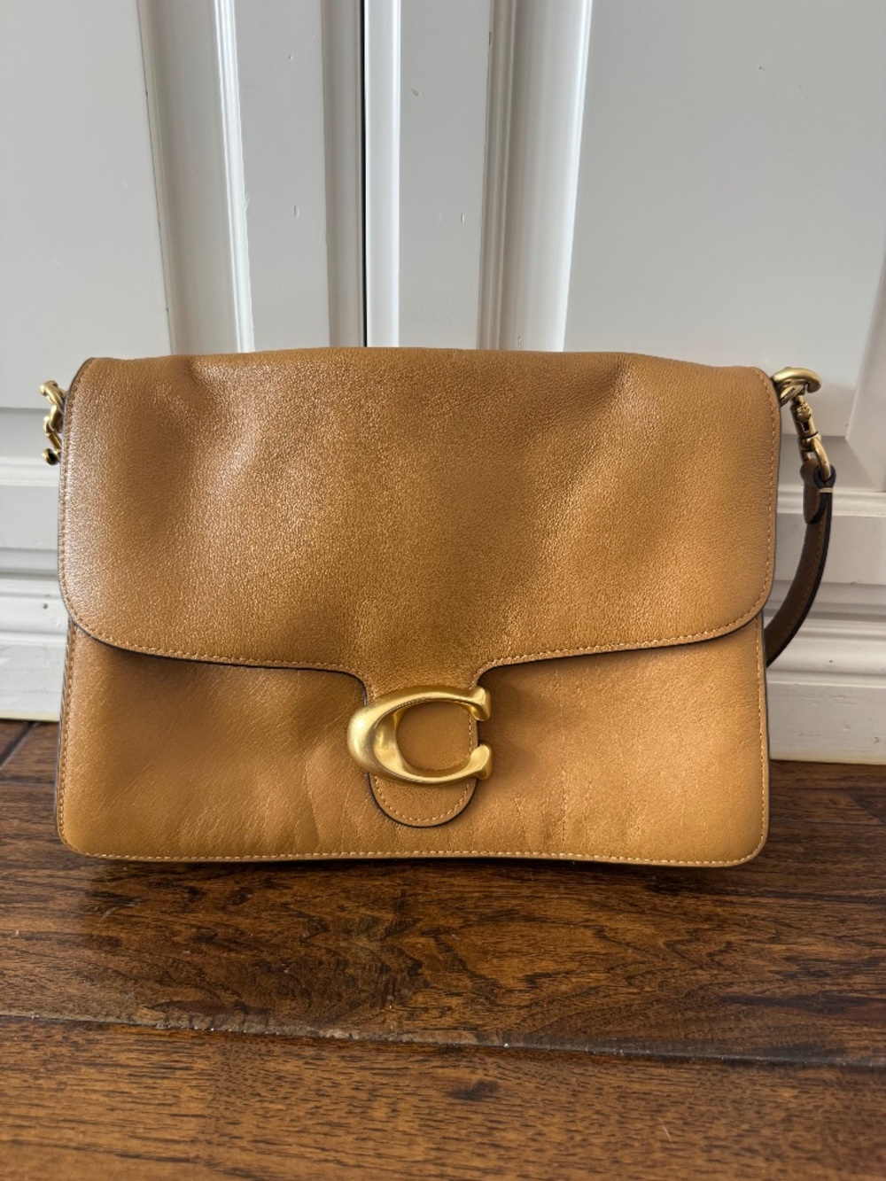 Coach Tan Full Grain Leather Shoulder Bag with Adjustable Strap